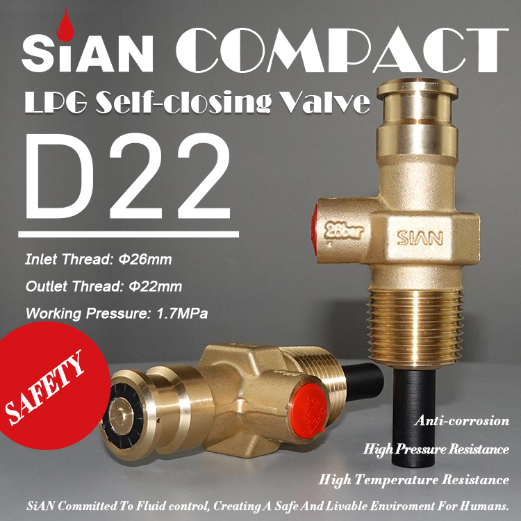 Sian Compact Ventilhersteller D22 Selbstkletende LPG-Gaszylinder 22 mm Ventile